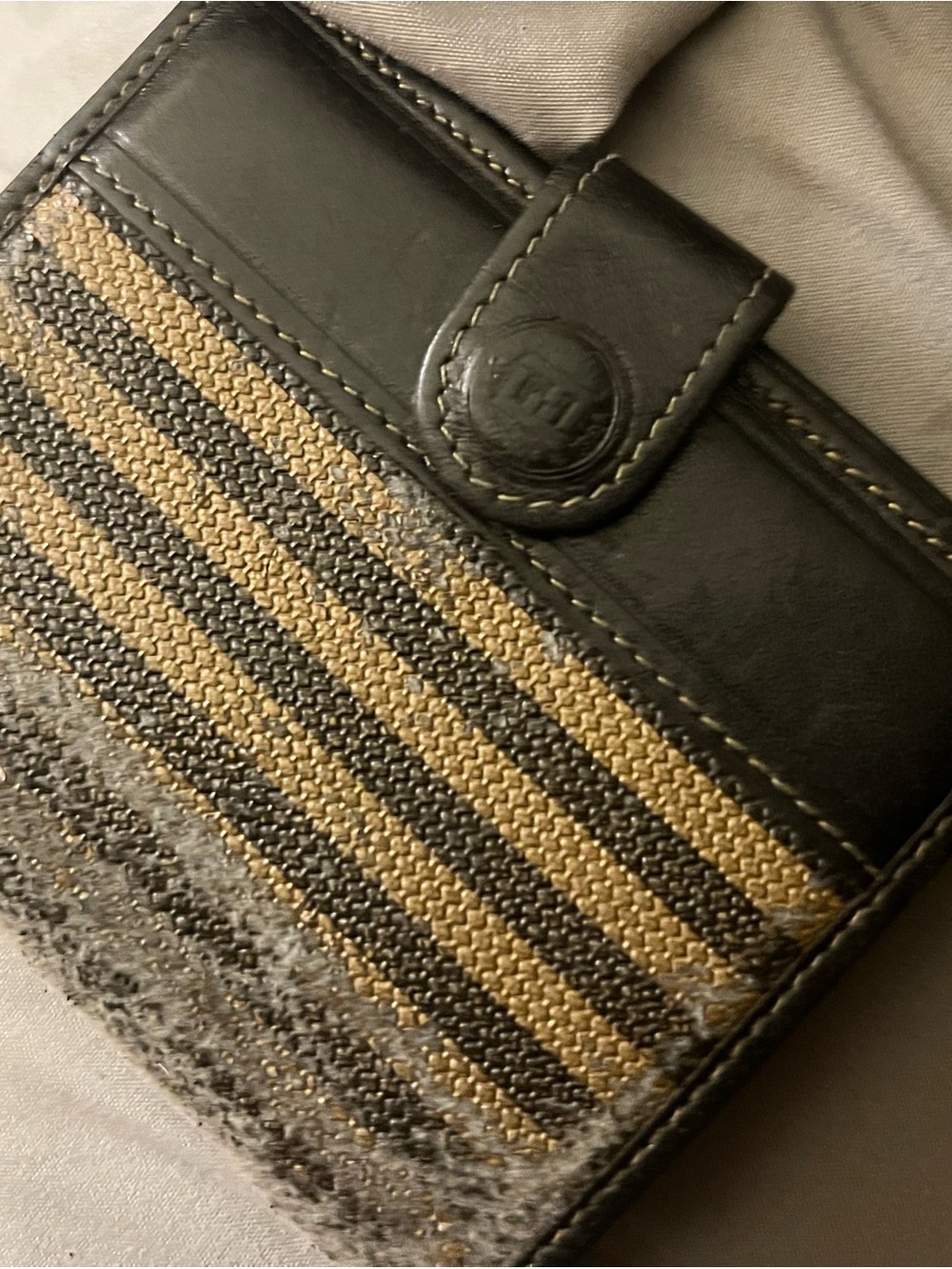 Fendi Black and Tan Striped Continental Wallet